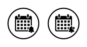Calendar reminder icon on circle line. Date notification bell sign symbol vector