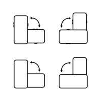 Auto rotate smartphone icon set. Phone rotation sign symbol vector