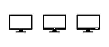 Display monitor icon set in generic style. Computer desktop screen sign symbol vector