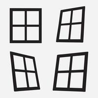 Four pane window silhouettes in different angles silhouette vector