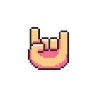 Pixel art Rock Hand Gesture game asset design vector