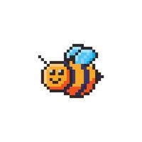 Pixel art bee game asset design vector