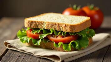 Classic Sandwich With Lettuce And Tomato photo