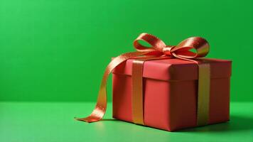 Red Gift Box With Gold Ribbon photo