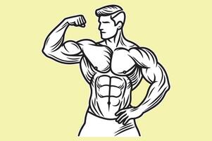 A man with a muscular body showing his muscles vector