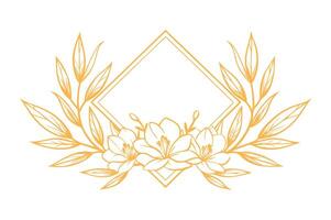 A floral wreath with leaves and flowers in a square vector