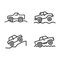 Four different types of vehicles in a line drawing vector