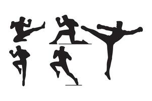 Silhouettes of a man doing various exercises vector