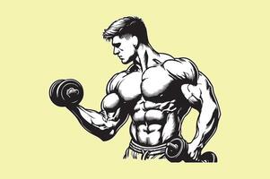 A man with a dumbbell in his hand vector