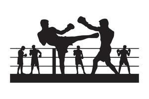 Silhouette of a man kicking a kickboxing vector
