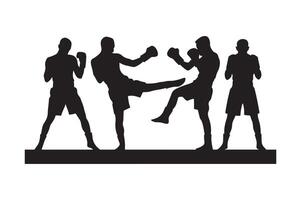 Silhouettes of men in boxing stance on a white background vector