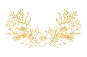 A wreath of flowers is drawn in orange vector