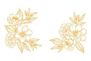 Two flowers are drawn in orange on a white background vector
