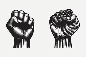 Two fists with the american flag on them vector