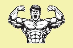 A muscular man with a fist raised vector