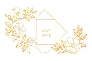 Save the date card with flowers vector