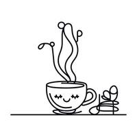 Coffee cup with a smiley face and a cup of coffee vector