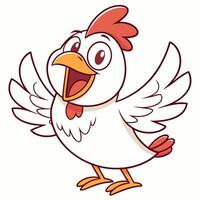 A cartoon chicken with open wings and a big smile vector