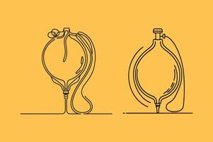 Two different types of vacuum cleaners on a yellow background vector