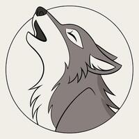 A wolf howling in a circle with a white background vector