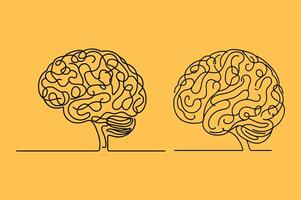 Two brain images on a yellow background vector