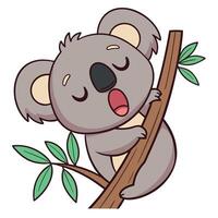 A cartoon koala bear sitting on a tree branch vector