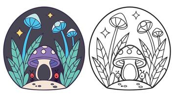 Two different mushrooms in a cartoon style vector