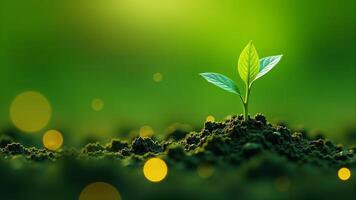 New Plant Growing In Fertile Soil photo
