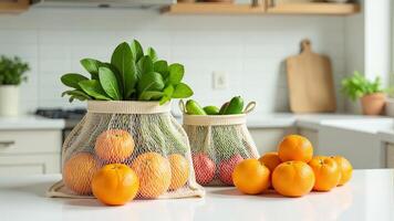 Fresh Produce In Reusable Mesh Bags photo