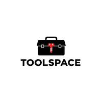Toolspace logo with toolbox and screw vector