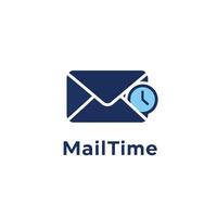 MailTime logo with envelope and clock icon vector