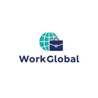 Work global concept with globe and briefcase logo vector