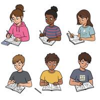 Group of people sketching in their notebooks vector