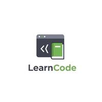 Learn coding with book and code window vector