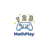 Math play logo with gamepad and numbers vector