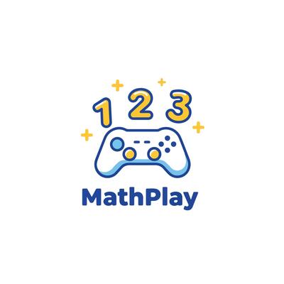 Math play logo with gamepad and numbers