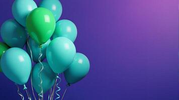 Turquoise And Green Balloons On Purple photo