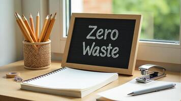 Zero Waste Concept- Stationary And Blackboard photo