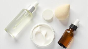 Skincare Products Displayed on White Background photo