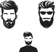 Man with beard variations silhouette isolated vector