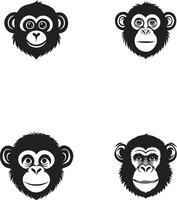 Monkey face logo isolated black and white background vector