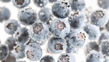 Blueberries are being sprayed with water photo