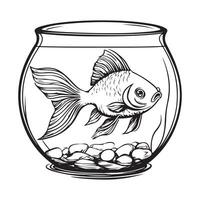 Cute goldfish in round aquarium image vector