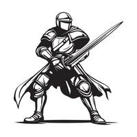 Crusader medieval soldier defending stance image vector