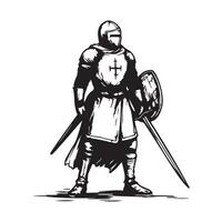 Silhouette Medieval Crusader Black Knight image vector
