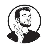 Happy man with number one hand gesture on isolated background vector