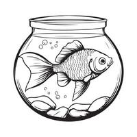 Goldfish Bowl Stock Illustration isolated on white background vector
