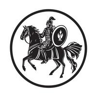 Byzantine Cataphract in Circular Emblem Silhouette Style Logo Design vector