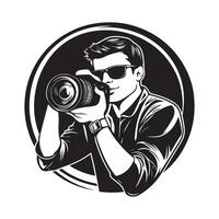 Handsome Photographer Image isolated on white background. vector