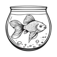 Goldfish in aquarium water pot image isolated on white background vector